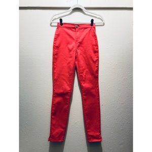 High waisted hot pink skinny pants